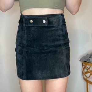 Black Faux Suede Mini Skirt